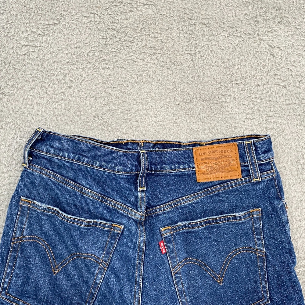 Levi's Ribcage Shorts Womens 30 Dark Wash High Waisted Stretch‎ Cut Off Denim - Picture 13 of 16